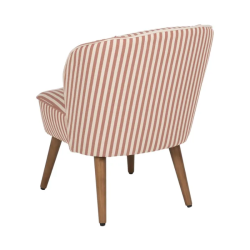Fauteuil rayures terracotta bois hévéa confort vintage chic CELARINE