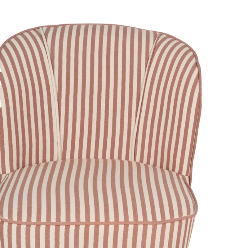 Fauteuil rayures terracotta bois hévéa confort vintage chic CELARINE