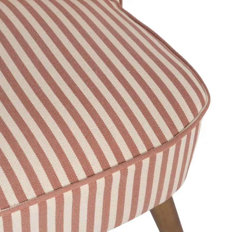 Fauteuil rayures terracotta bois hévéa confort vintage chic CELARINE