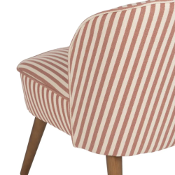 Fauteuil rayures terracotta bois hévéa confort vintage chic CELARINE