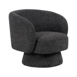 Fauteuil bouclé marbré gris profond style contemporain élégant SOLEINE