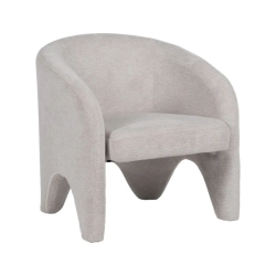 Fauteuil beige polyester style cosy aux courbes douces chic VYRENIA