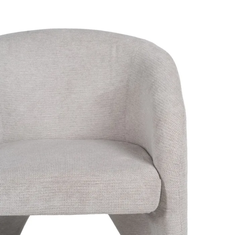Fauteuil beige polyester style cosy aux courbes douces chic VYRENIA