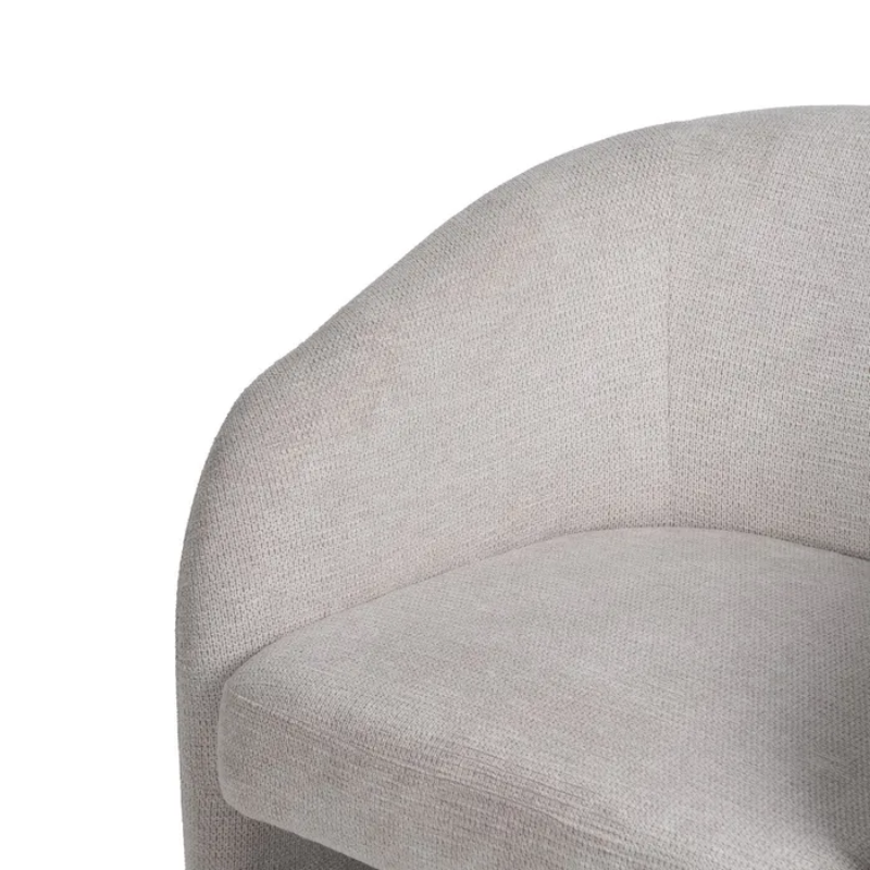 Fauteuil beige polyester style cosy aux courbes douces chic VYRENIA