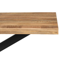 Table à manger 160 cm bois naturel pied étoile noir massif SÉLÉNIA
