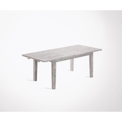 Table Extensible 160 220cm Bois Sapin Blanc Patine Leo
