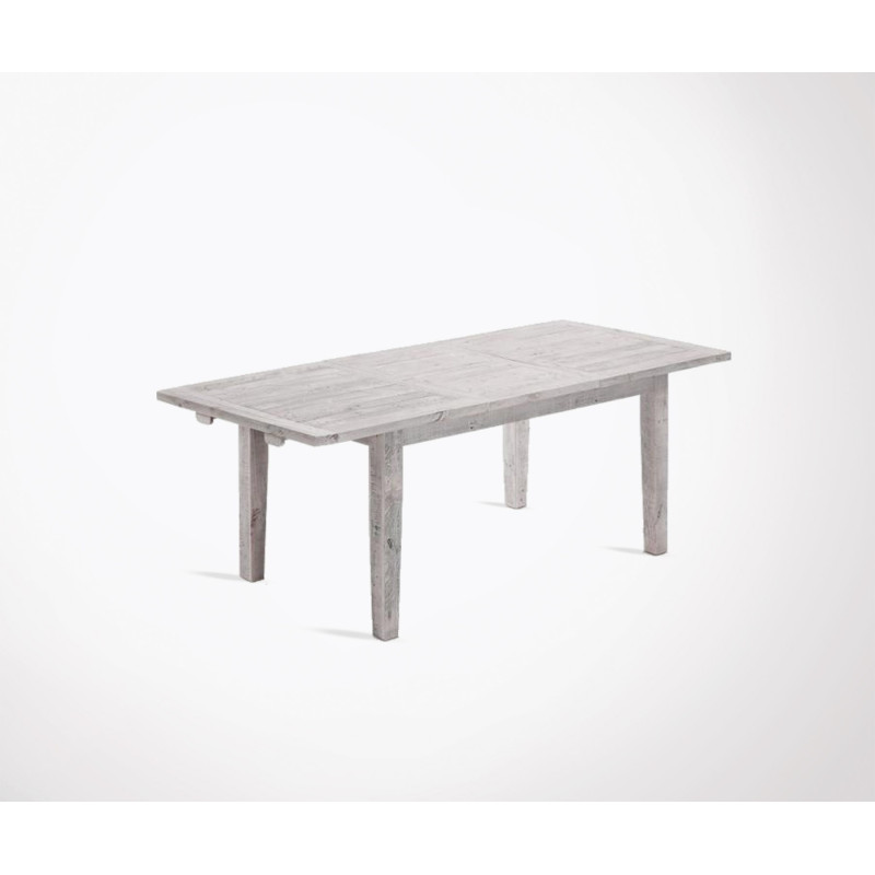 Extensible Dining Table 160 220cm 10 Pers Modern Look Table Extensible 160 220cm Bois Sapin Blanc Patine Leo