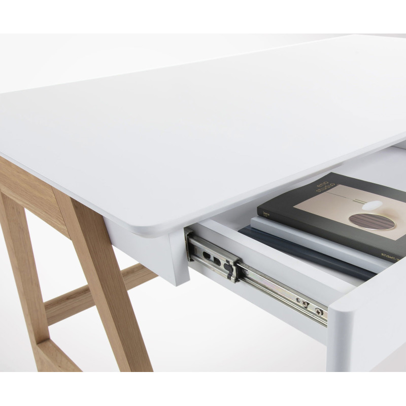 Modern Design Desk 120cm Natural And White Oak Wood Fast Eu Ship Bureau Moderne 120cm Bois Chêne Blanc Naturel Dyana