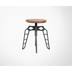 Tabouret bas bois métal PEBBLE