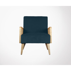 Fauteuil velours et cannage AMOUR
