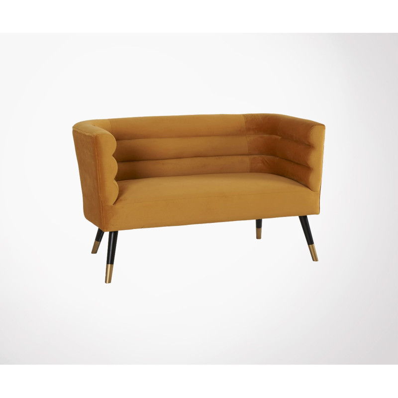 Small 2 Seater Sofa Velvet Fabric Art Deco Style Rivoli Meubles Et Pe Canapé 2 Places Tissu Velours Style Art Déco Rivoli