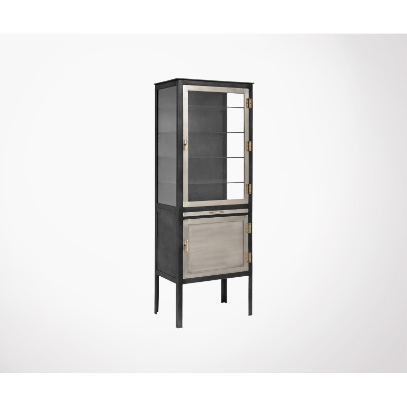 2 Door High Cabinet By Nordal Iron Metal And Nickel Finishes Vaisselier 2 Portes Métal Gris Matthew Nordal